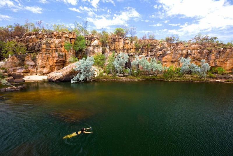 Swimming in Windjana Gorge, Western Australia