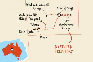 Map of Outback Camping Adventure ex Yulara including Australia